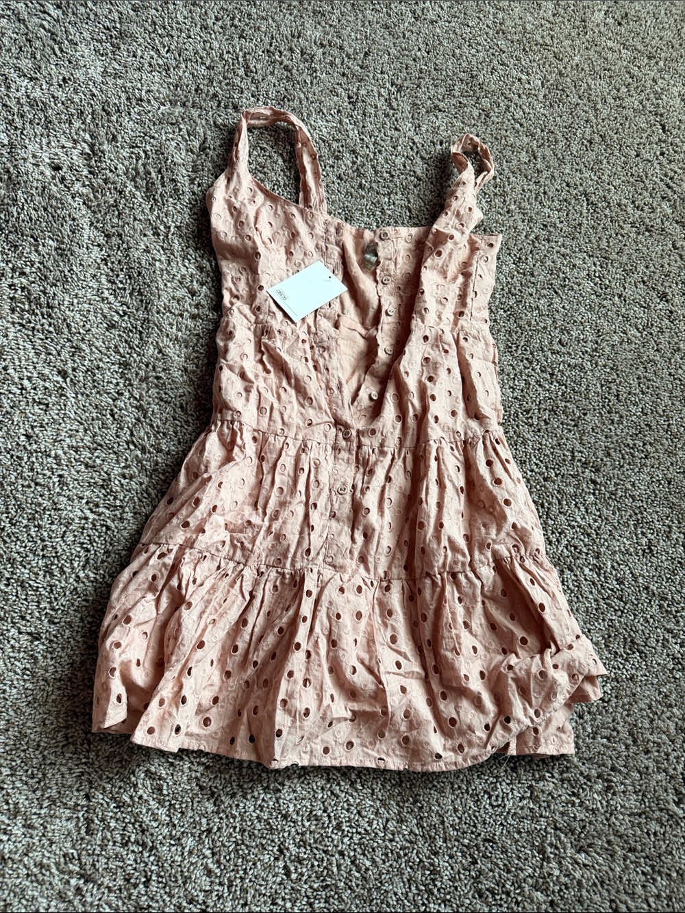 ASOS Blush Pink Eyelet Tiered Sundress